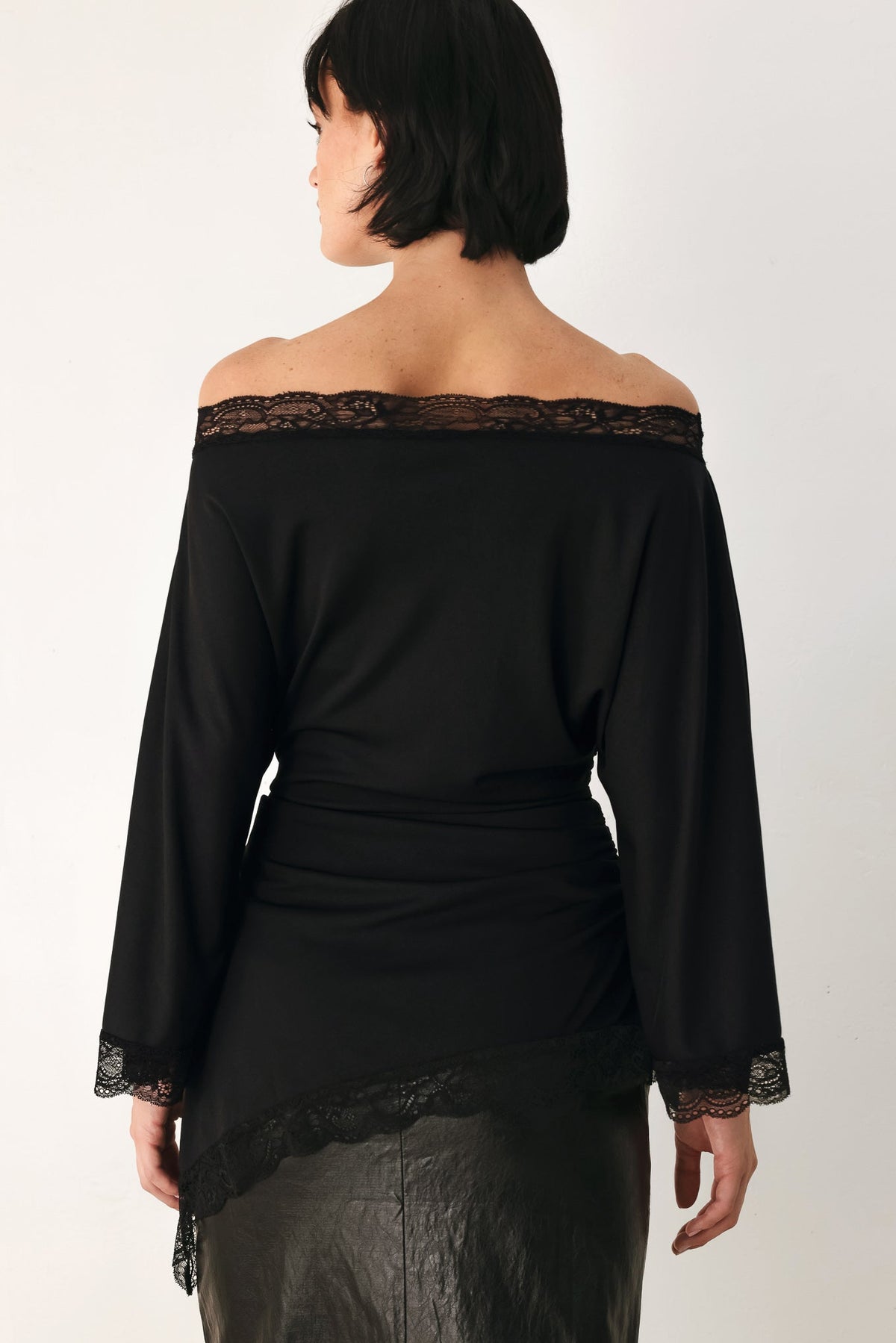 AFTER HOURS LACE TRIM ASYMMETRICAL TOP — additional view 9