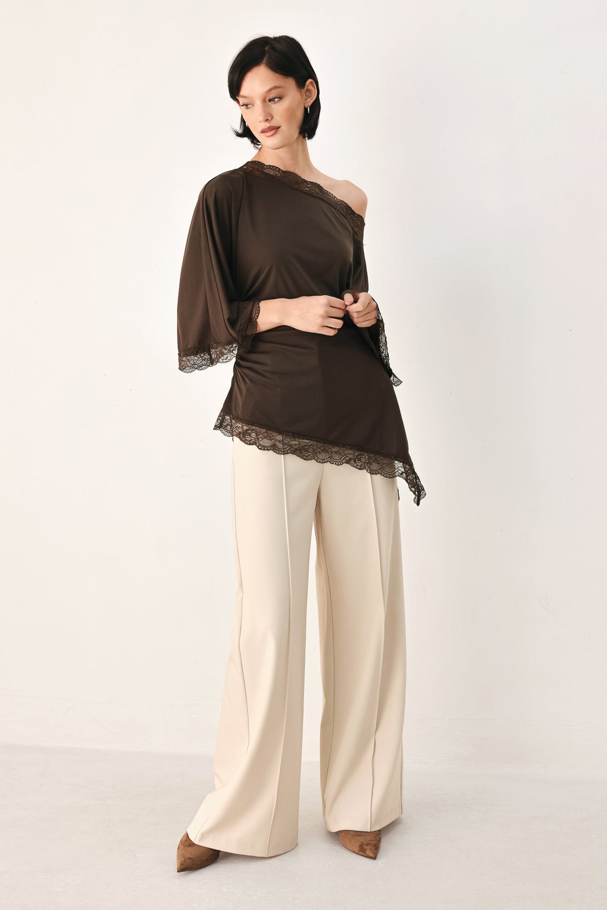 AFTER HOURS LACE TRIM ASYMMETRICAL TOP — additional view 13