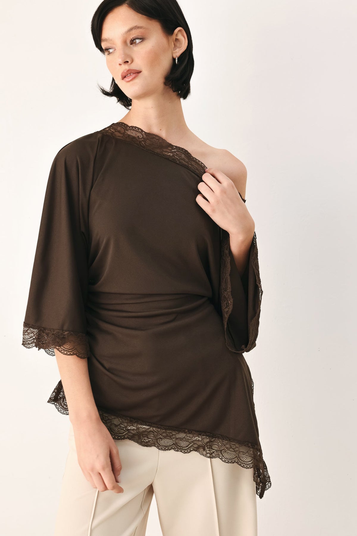 AFTER HOURS LACE TRIM ASYMMETRICAL TOP — additional view 14