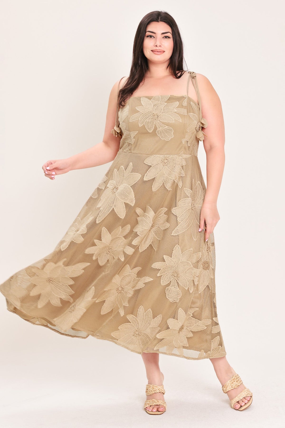 SANDY BLOOM FLORAL WOVEN LACE MIDI DRESS — additional view 25