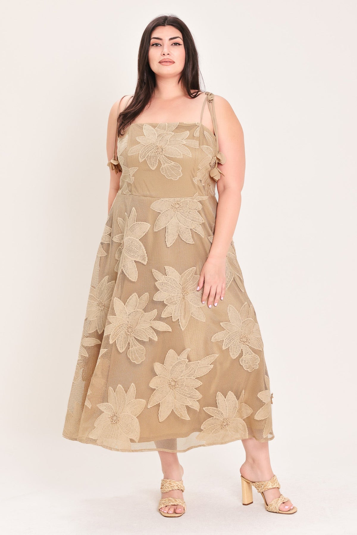 SANDY BLOOM FLORAL WOVEN LACE MIDI DRESS — additional view 24