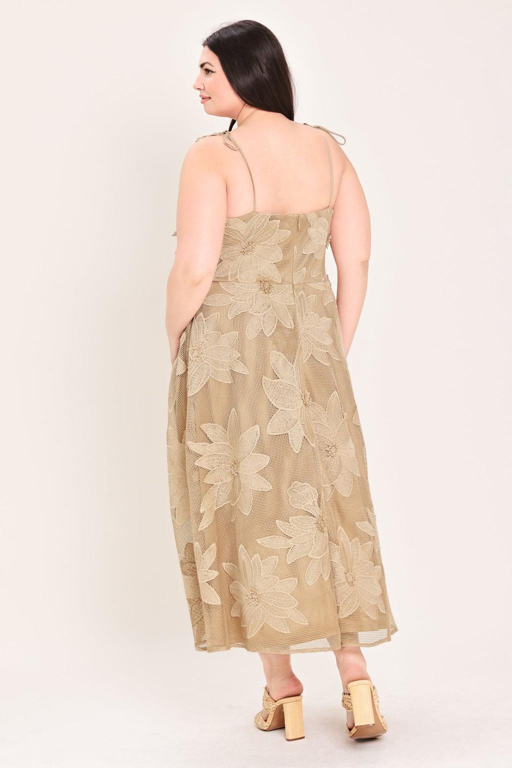 SANDY BLOOM FLORAL WOVEN LACE MIDI DRESS — additional view 20