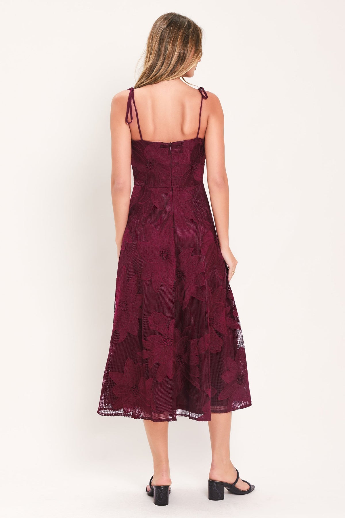 SANDY BLOOM FLORAL WOVEN LACE MIDI DRESS — additional view 8