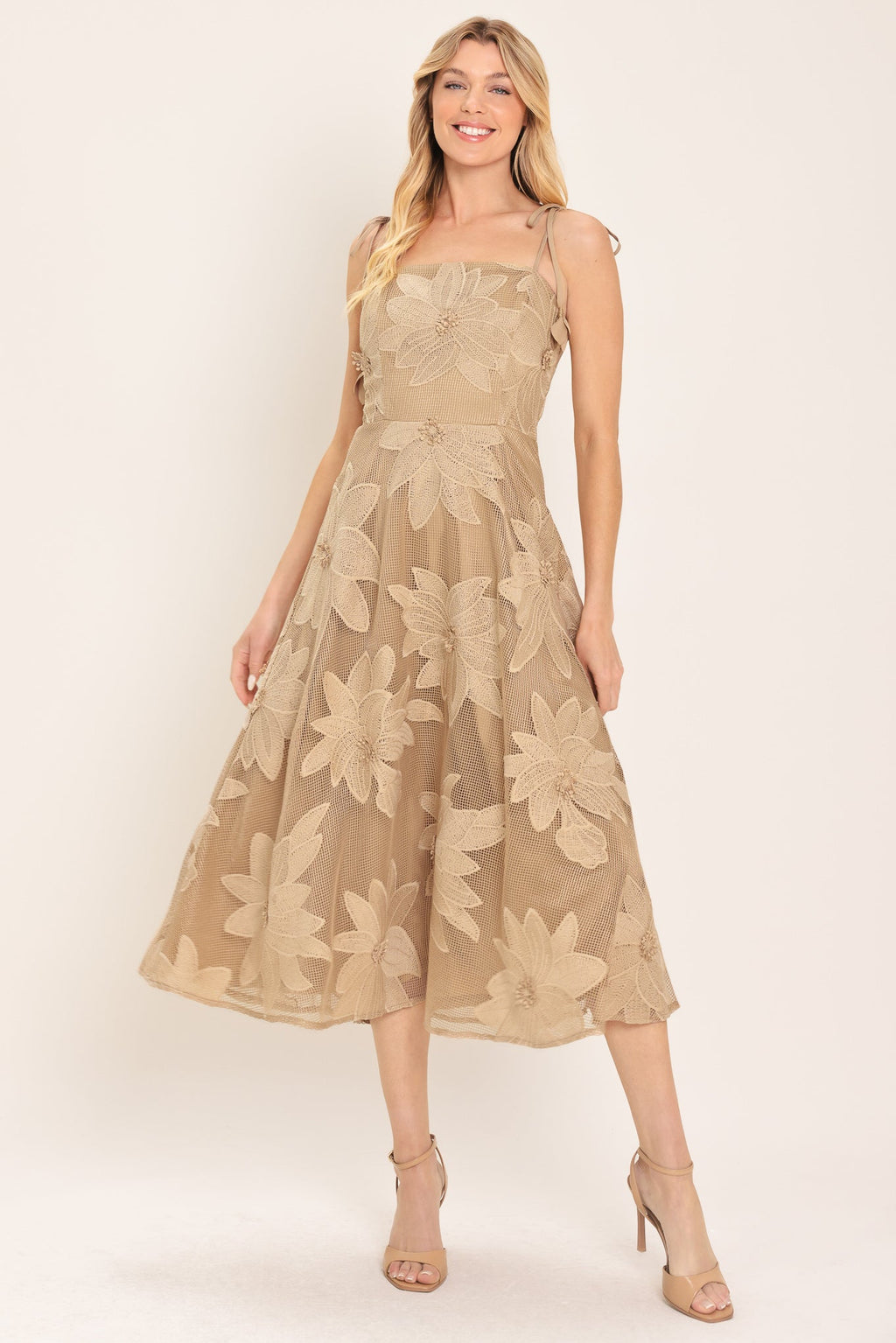 SANDY BLOOM FLORAL WOVEN LACE MIDI DRESS — additional view 17