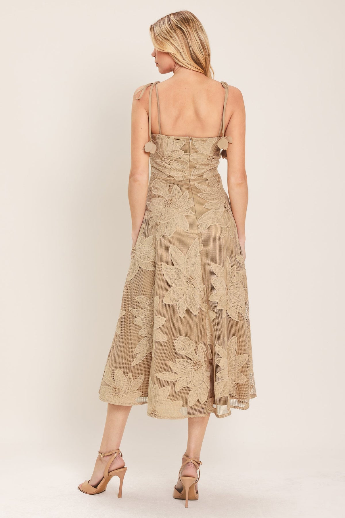 SANDY BLOOM FLORAL WOVEN LACE MIDI DRESS — additional view 13