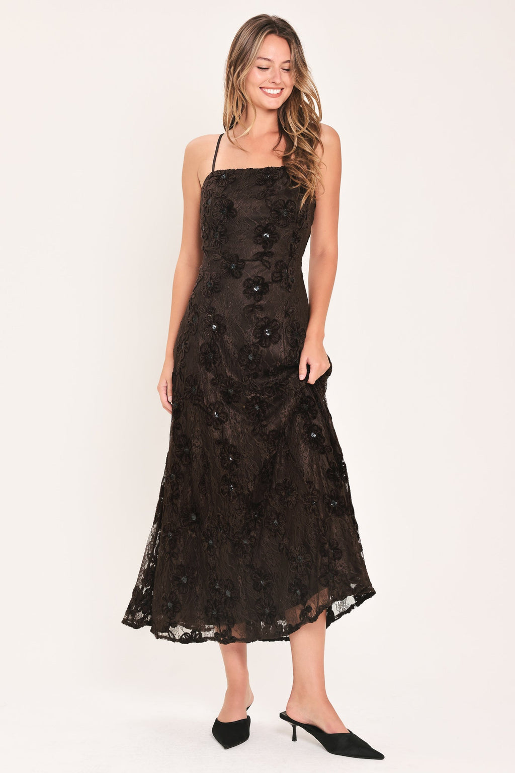 GOLDEN HOUR BROWN TEXTURED STRAPPY ANKLE DRESS — additional view 5
