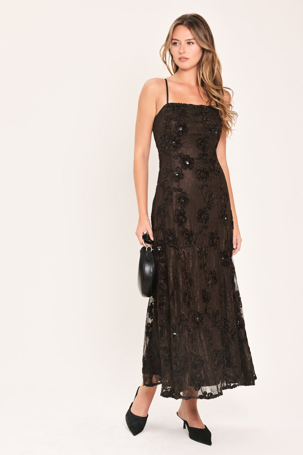 GOLDEN HOUR BROWN TEXTURED STRAPPY ANKLE DRESS — additional view 6