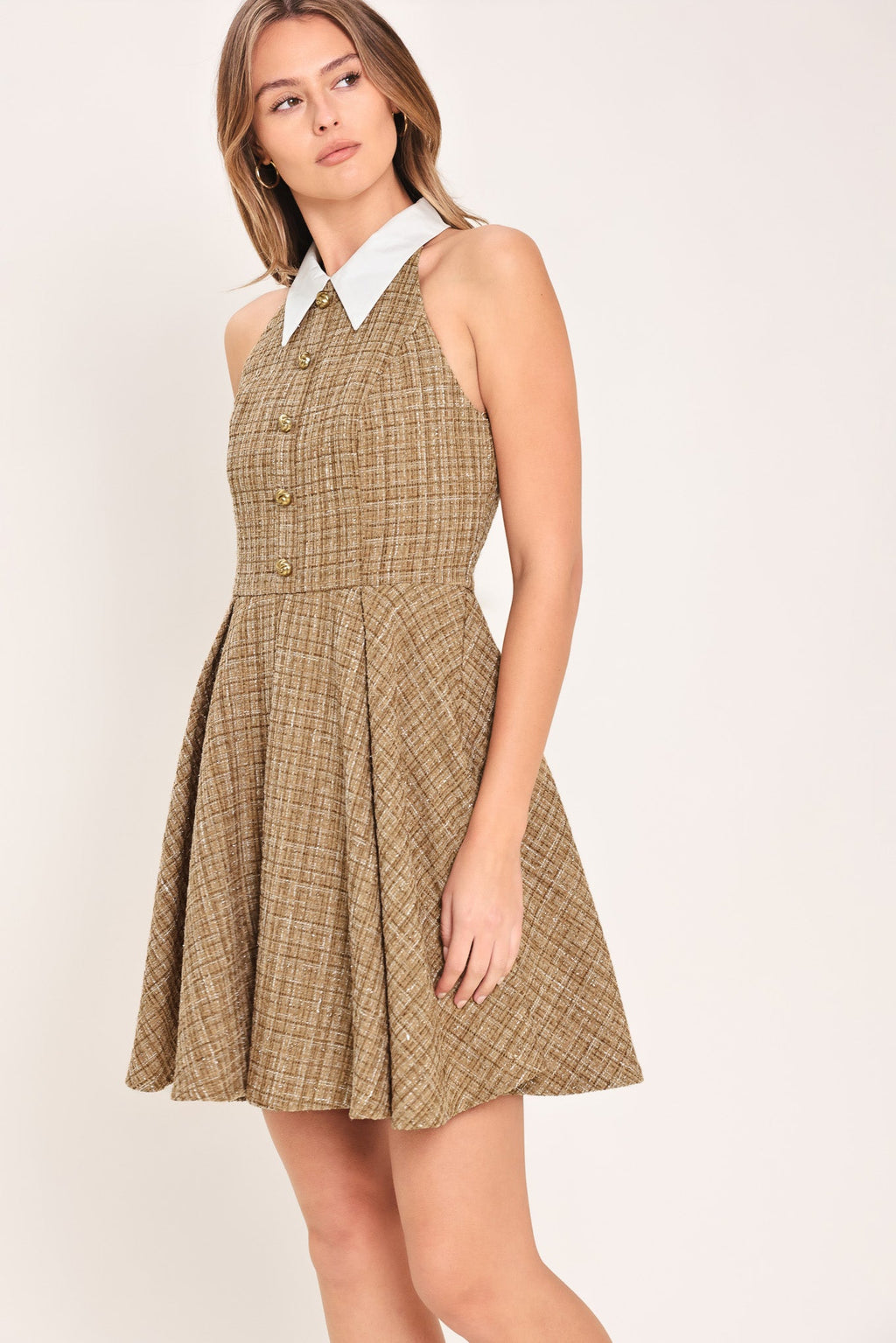 CAMBRIDGE COLLAR WOVEN TWEED MINI DRESS — additional view 4