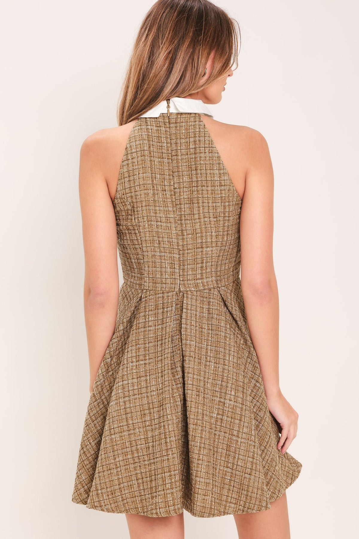 CAMBRIDGE COLLAR WOVEN TWEED MINI DRESS — additional view 6