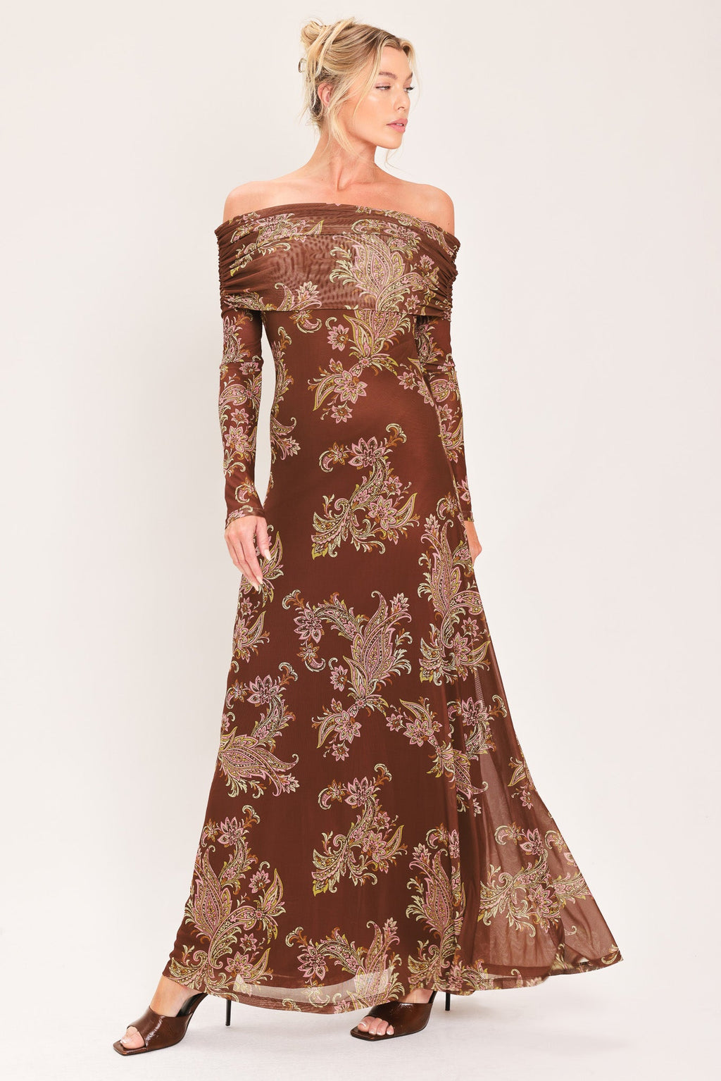 BURNT SIENNA SERENADE POWER MESH MAXI MAXI DRESS — additional view 6