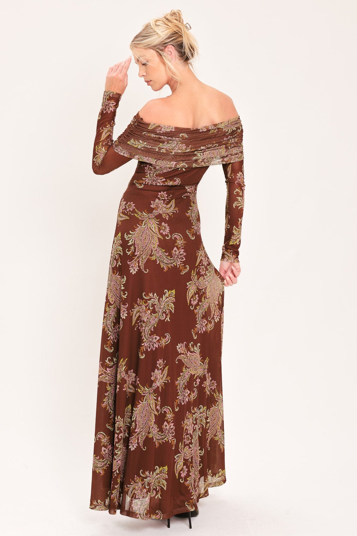 BURNT SIENNA SERENADE POWER MESH MAXI MAXI DRESS — additional view 7
