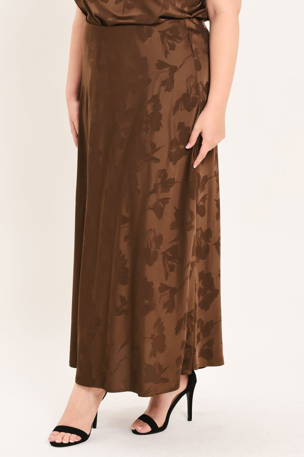 CHOCOLATE FLORAL WOVEN JACQUARD MIDI SKIRT — additional view 9