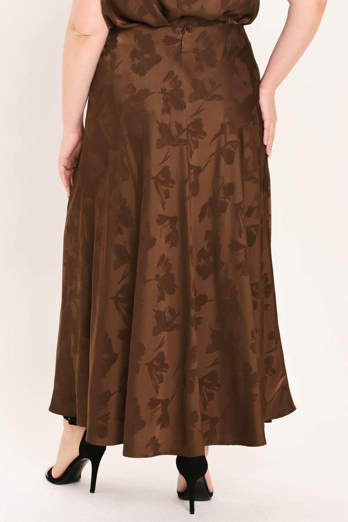 CHOCOLATE FLORAL WOVEN JACQUARD MIDI SKIRT — additional view 11