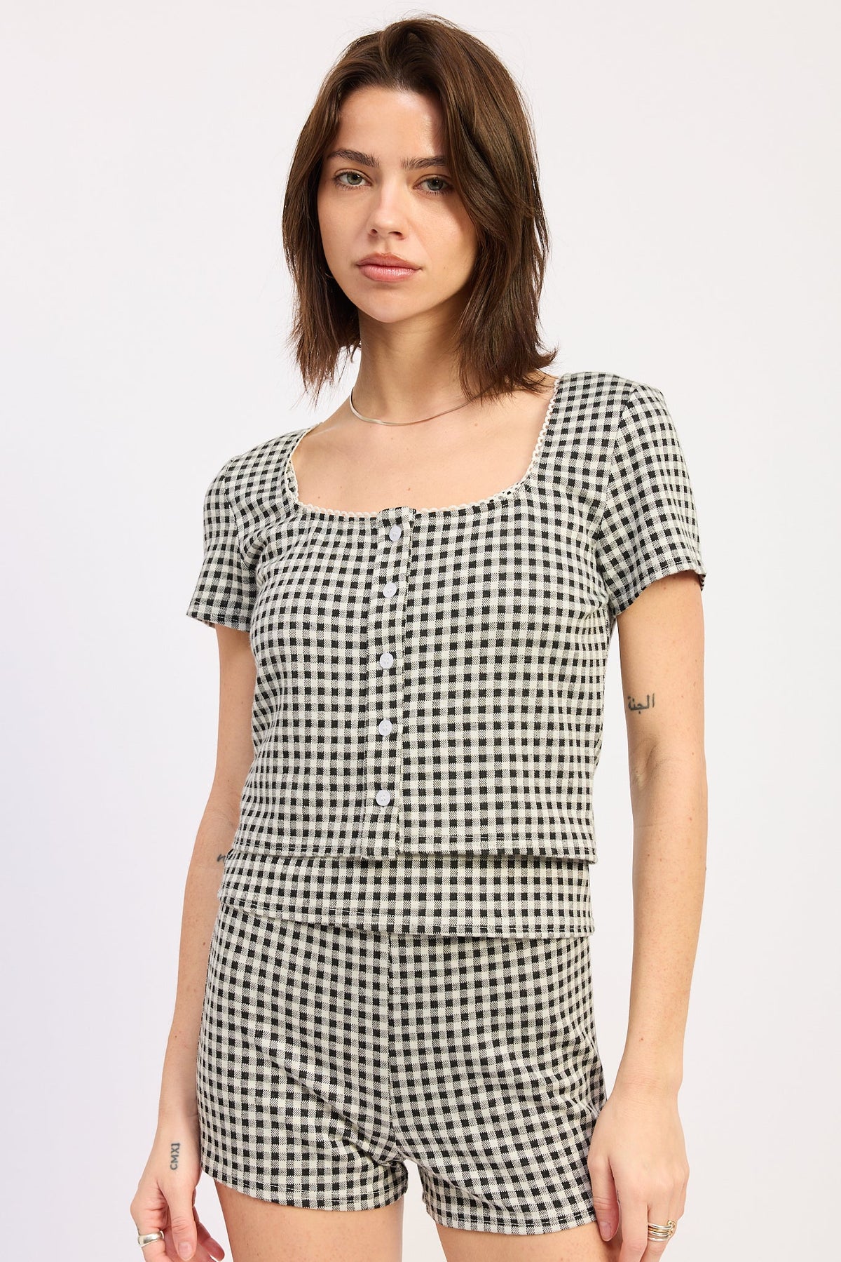 Vivia Gingham Knit Top