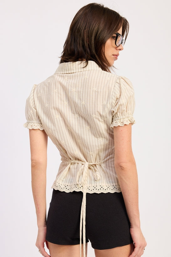 Deja Lace-Trim Cotton Shirt — additional view 3