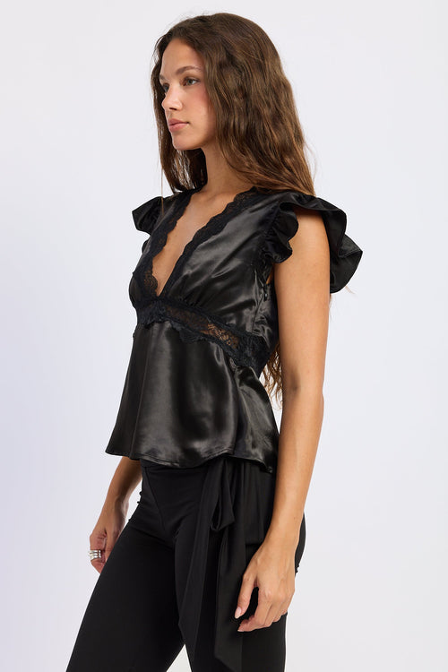 Aliza Lace-Trim Satin Top — additional view 2