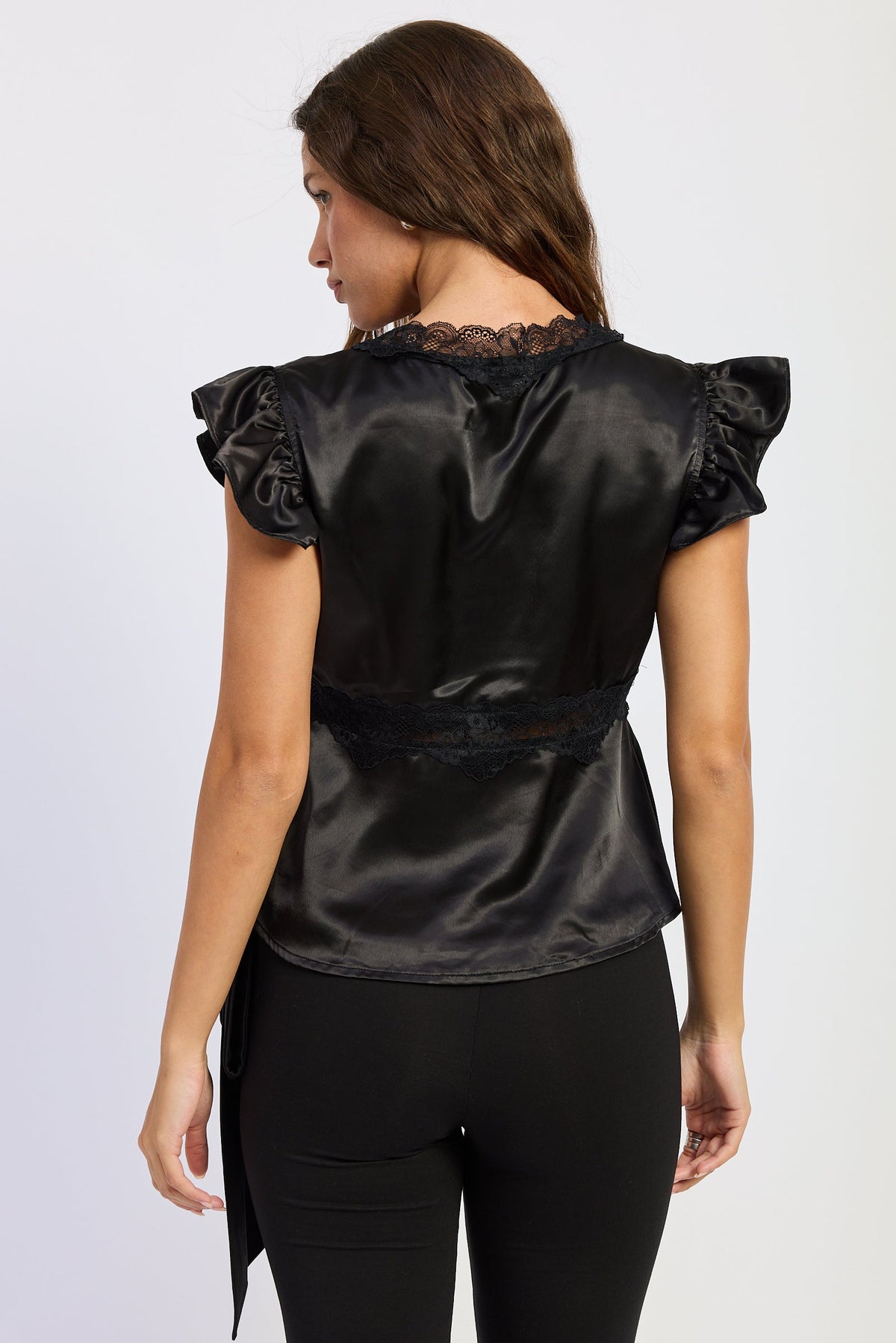 Aliza Lace-Trim Satin Top