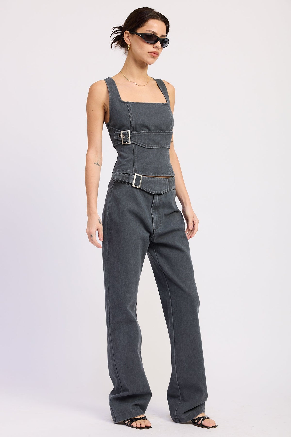 Celandine Belted Twill Vest
