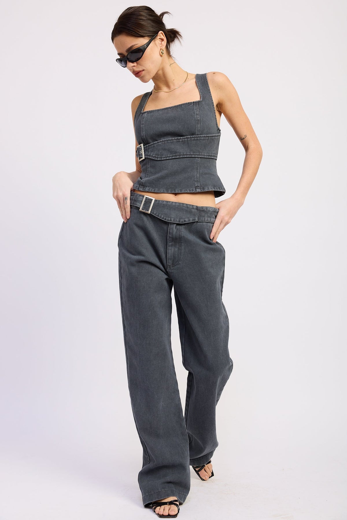 Celandine Belted Twill Vest