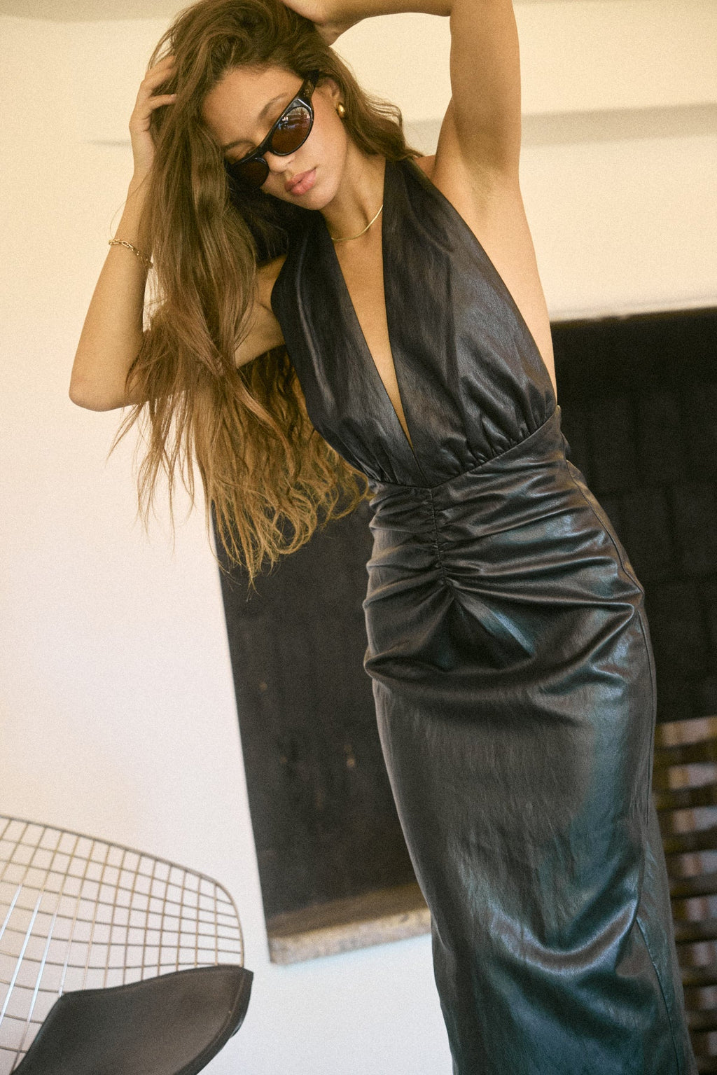 Nora Faux-Leather Midi Dress — additional view 2