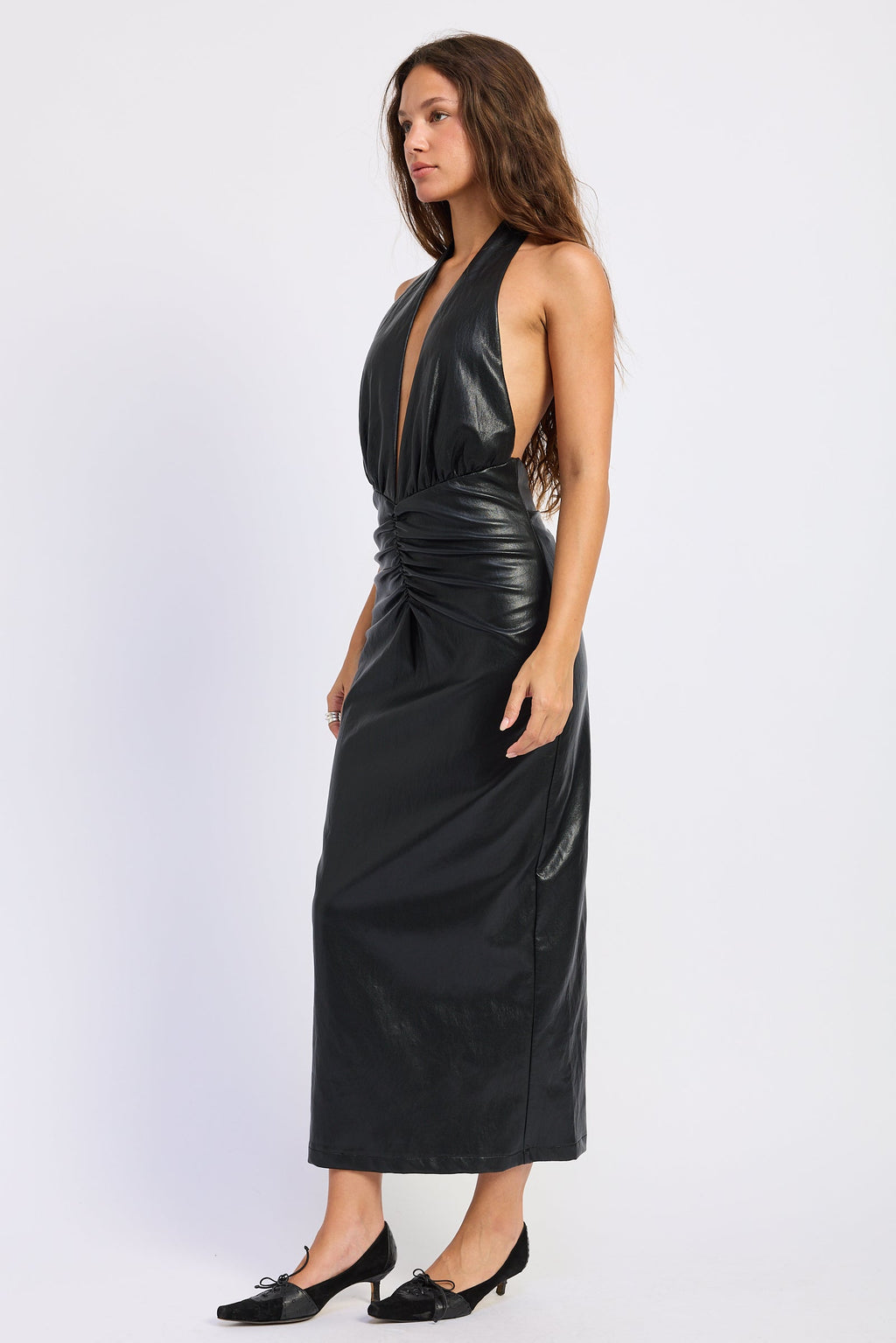 Nora Faux-Leather Midi Dress — additional view 3