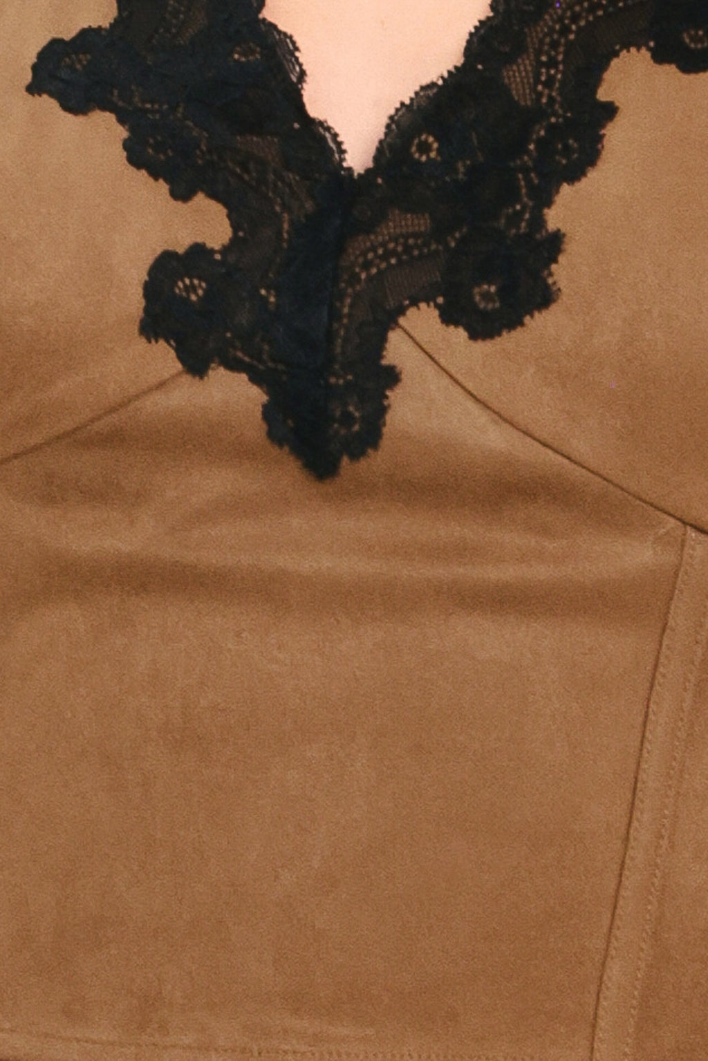 UMBER LACE AFTERGLOW FAUX SUEDE CROP TOP — additional view 7