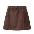 Coffee A-Line Mini Skirt