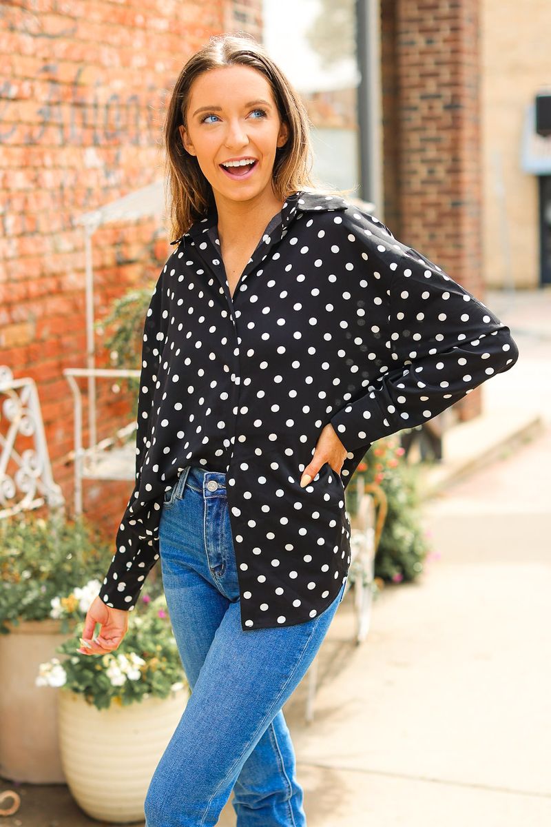 Kathryn Classic Button-Up, Polka-Dot — additional view 3
