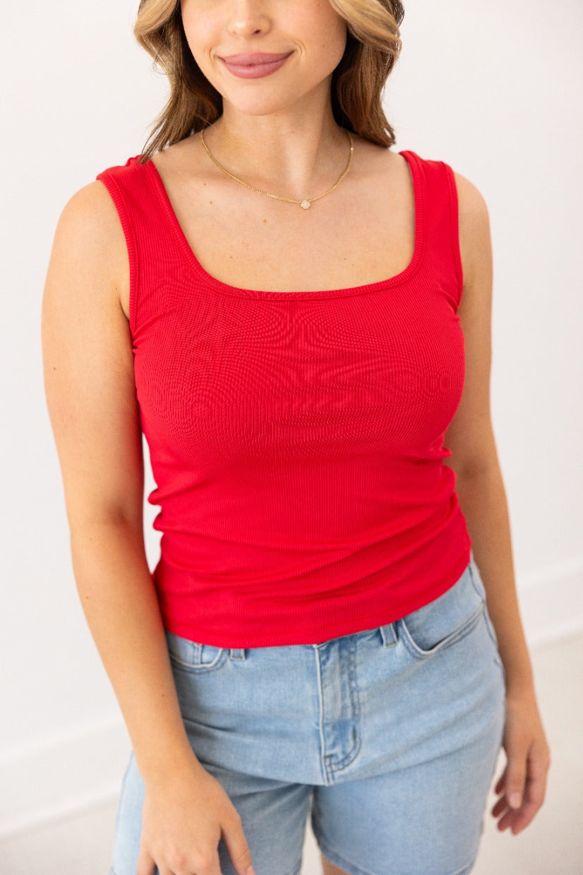Bella Tank Top, True Red — additional view 8