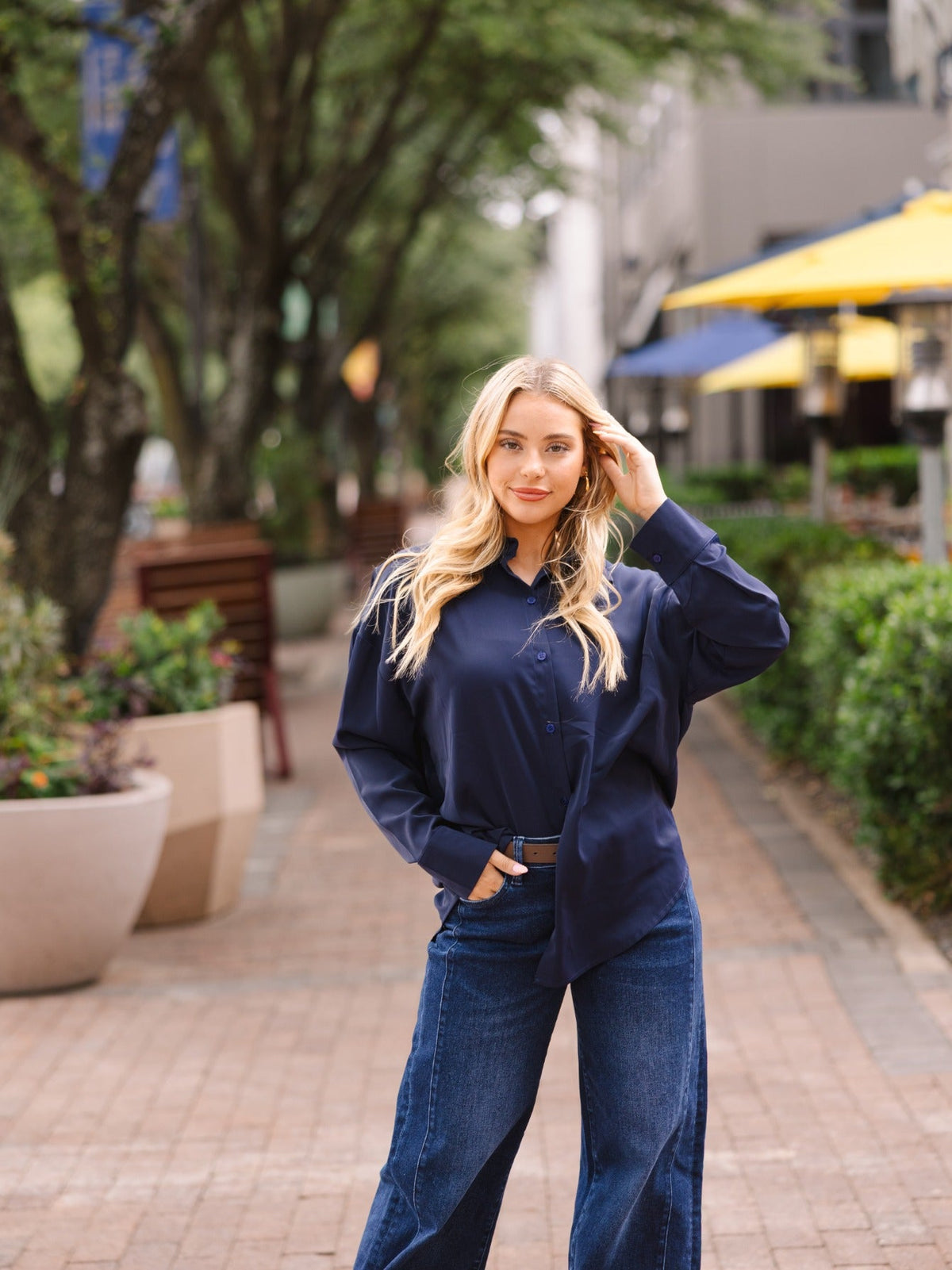 Kathryn Classic Button-Up, Navy — additional view 8