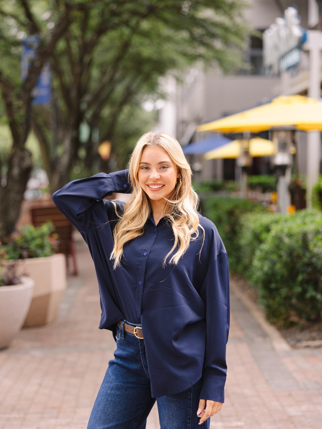 Kathryn Classic Button-Up, Navy — additional view 10