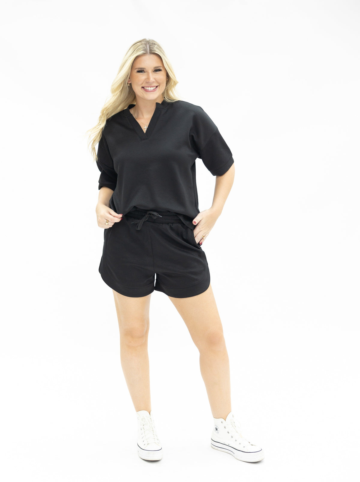Butter Soft V-Neck Top, Black — additional view 6