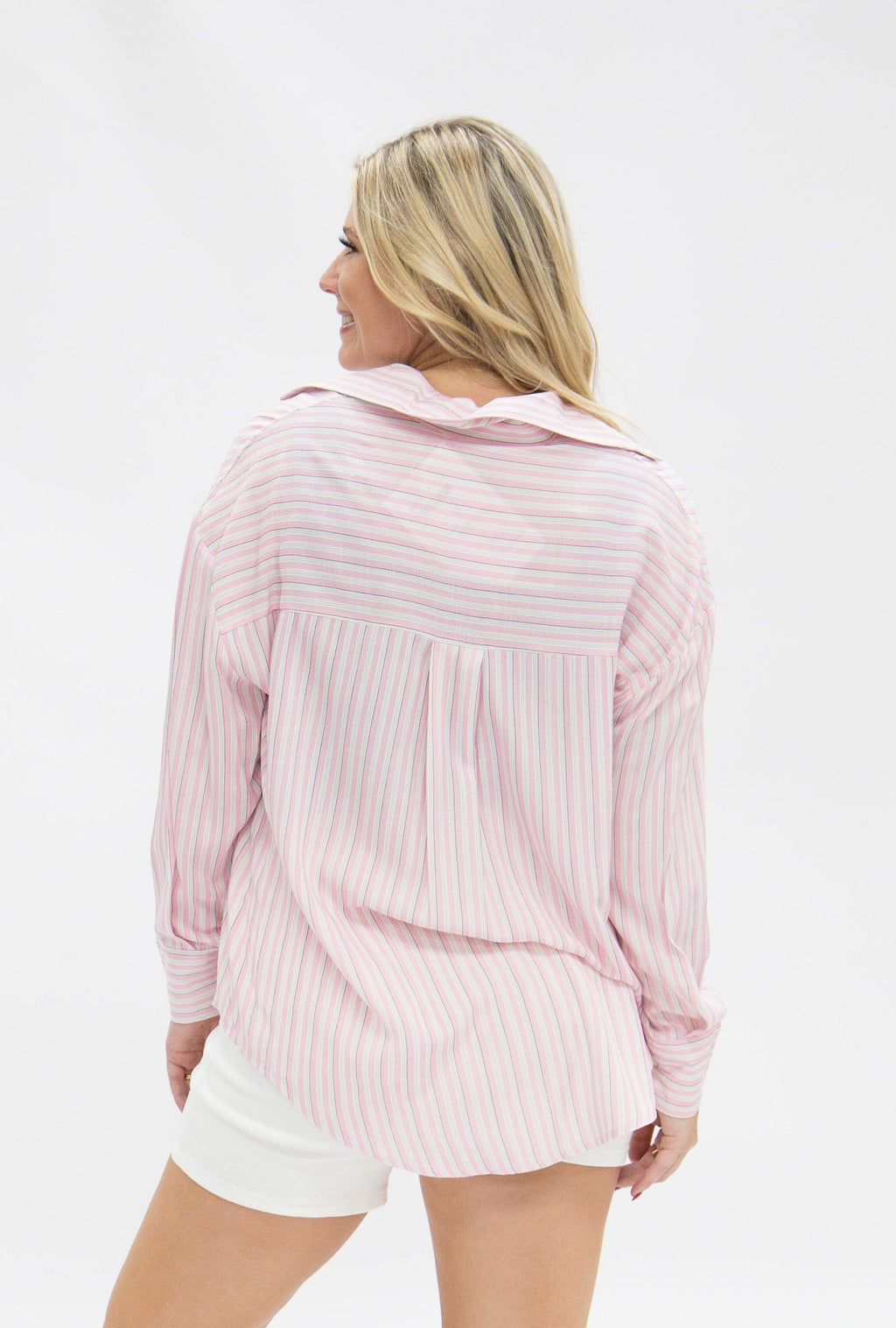 The Kathryn Button-Up, Striped Pink — additional view 5