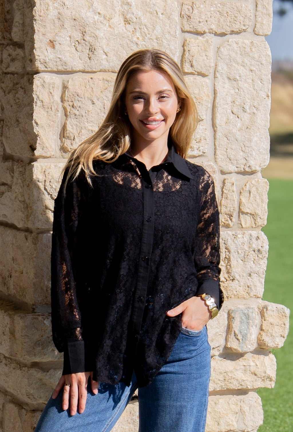 Kathryn Lace Shirt — Black