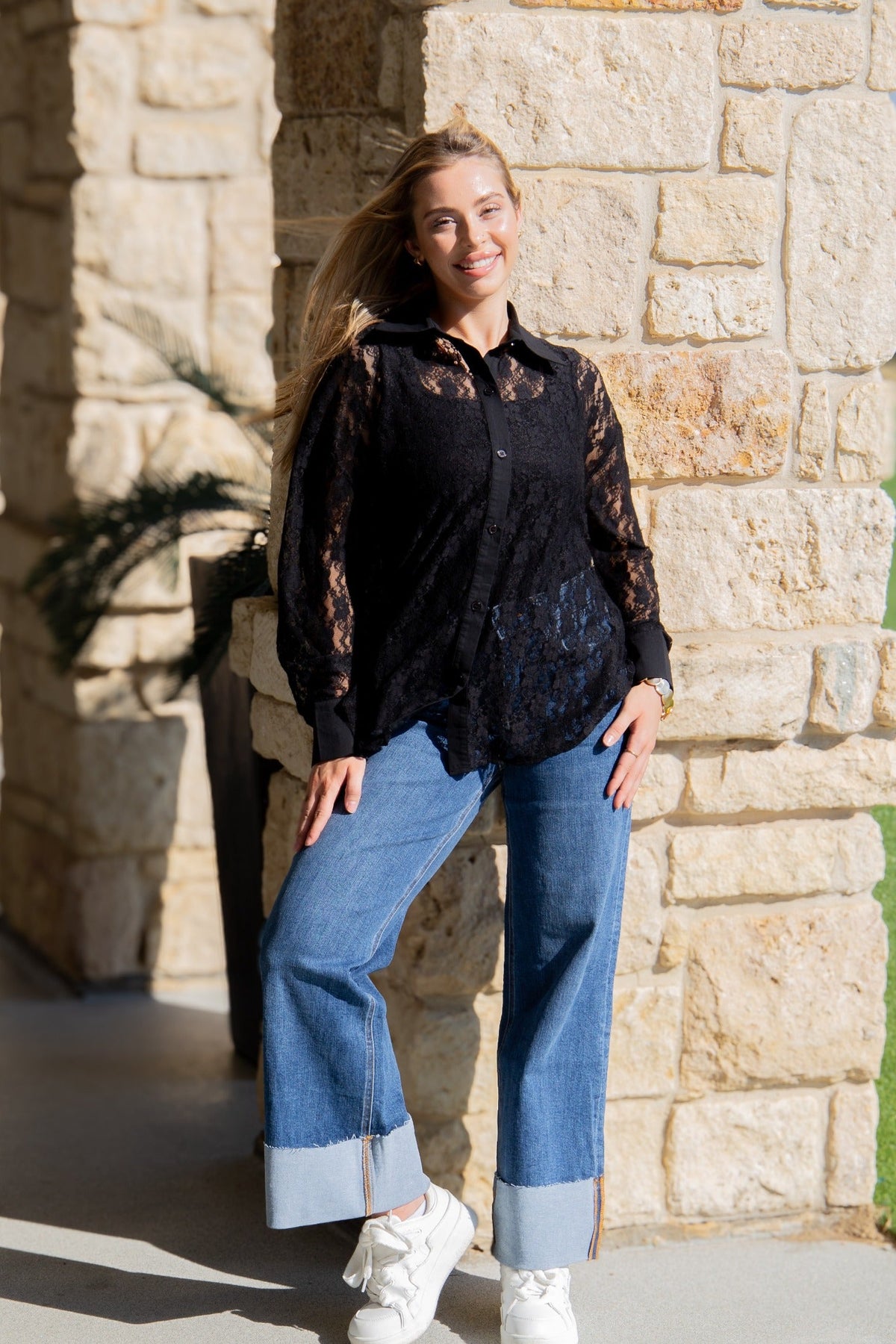 Kathryn Lace Shirt — Black