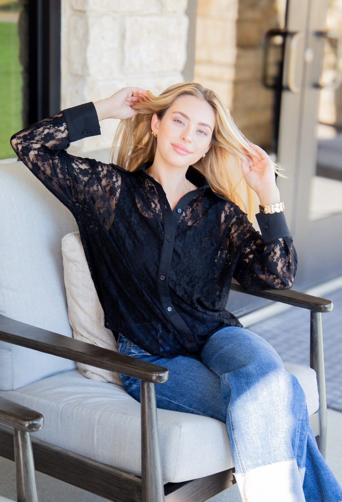 Kathryn Lace Shirt — Black