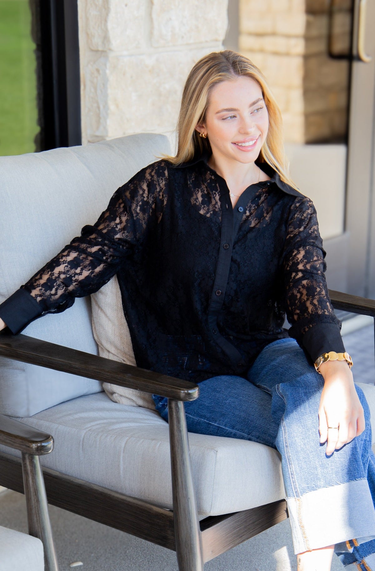 Kathryn Lace Shirt — Black