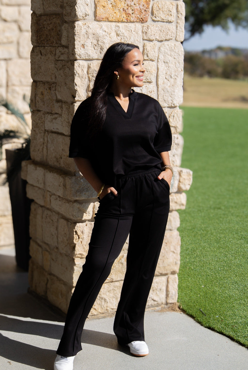 Butter Soft V-Neck Top, Black — additional view 5