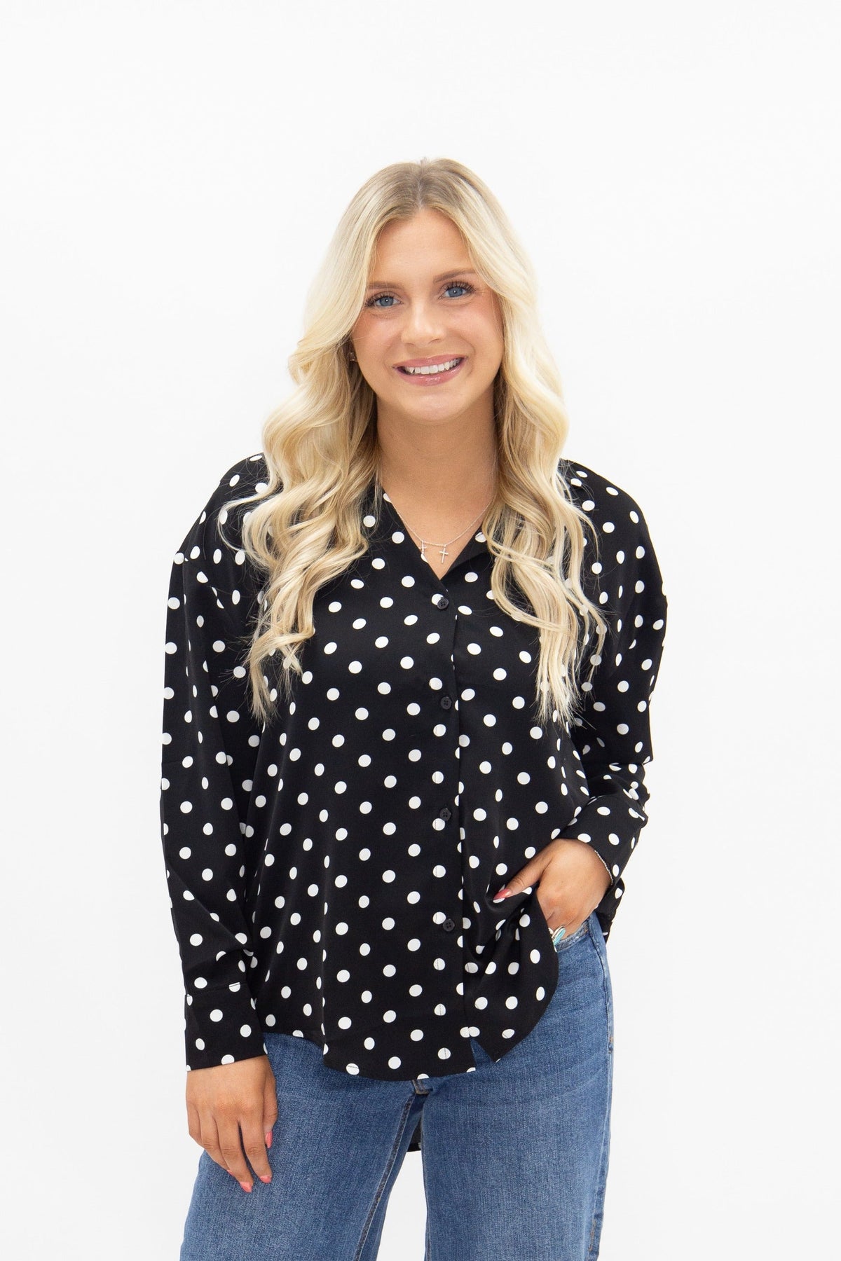Kathryn Classic Button-Up, Polka-Dot — additional view 14