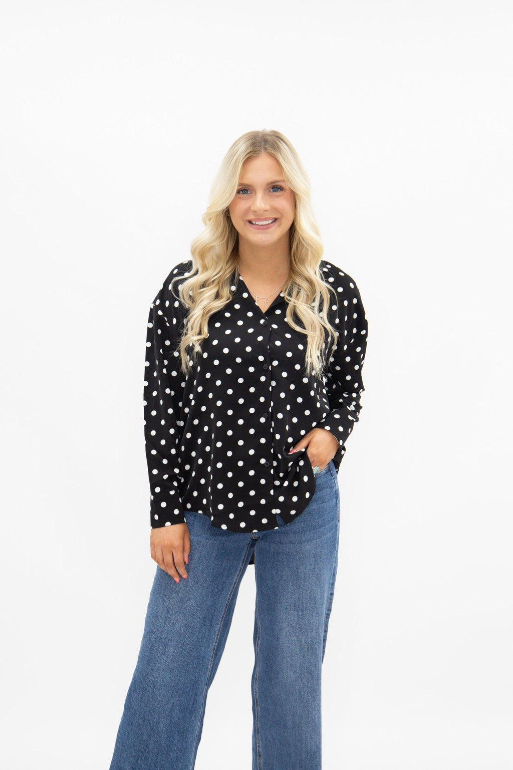 Kathryn Classic Button-Up, Polka-Dot — additional view 15