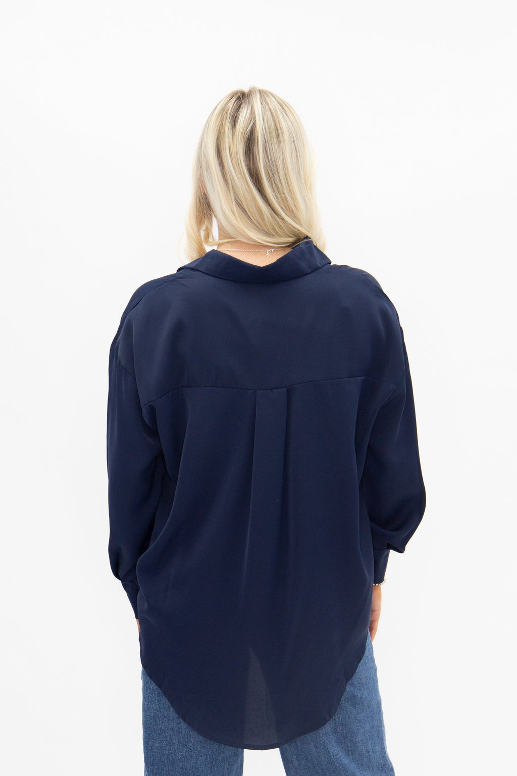 Kathryn Classic Button-Up, Navy — additional view 7