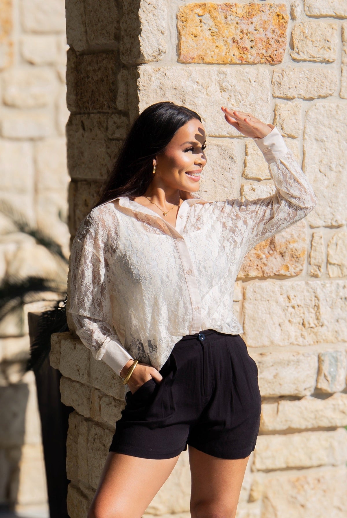 Kathryn Lace Shirt — Ivory — additional view 7