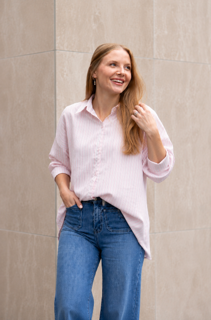 The Kathryn Button-Up, Striped Pink — additional view 9