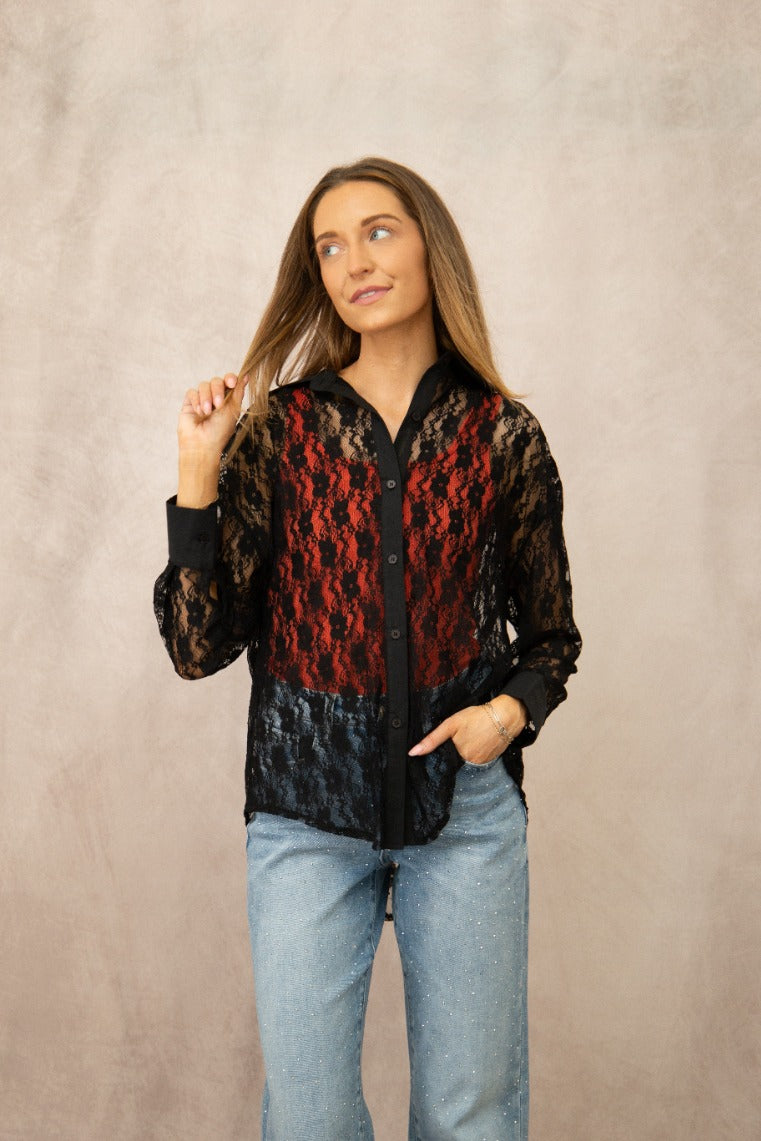 Kathryn Lace Shirt — Black — additional view 15