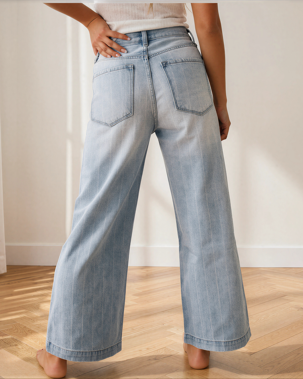 Veronica Pinstripe Wide Leg Jeans — additional view 4