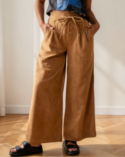 Aven Corduroy Wide Leg Pants | Elastic Waist Pants