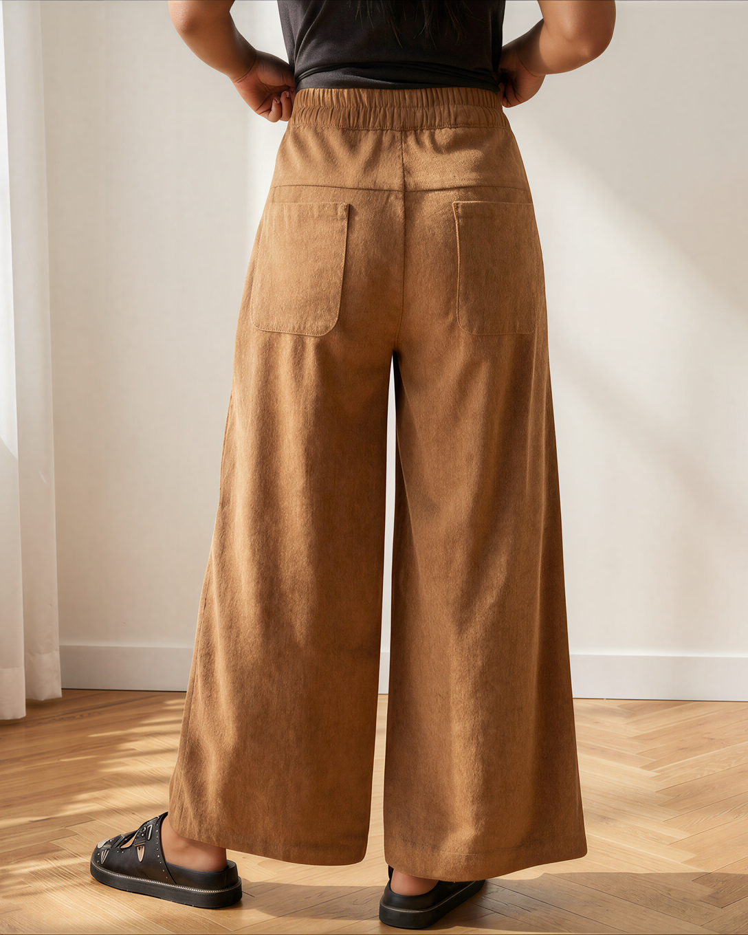 Aven Corduroy Wide Leg Pants | Elastic Waist Pants