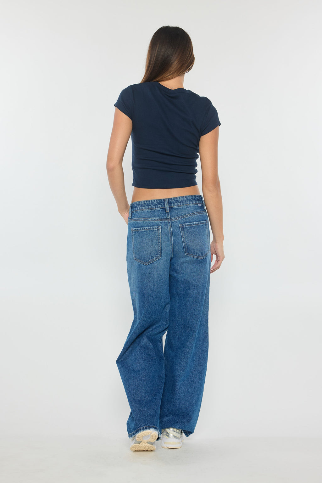 Low Waist Baggy Wide Leg Jeans with Side Piping Detail — additional view 6
