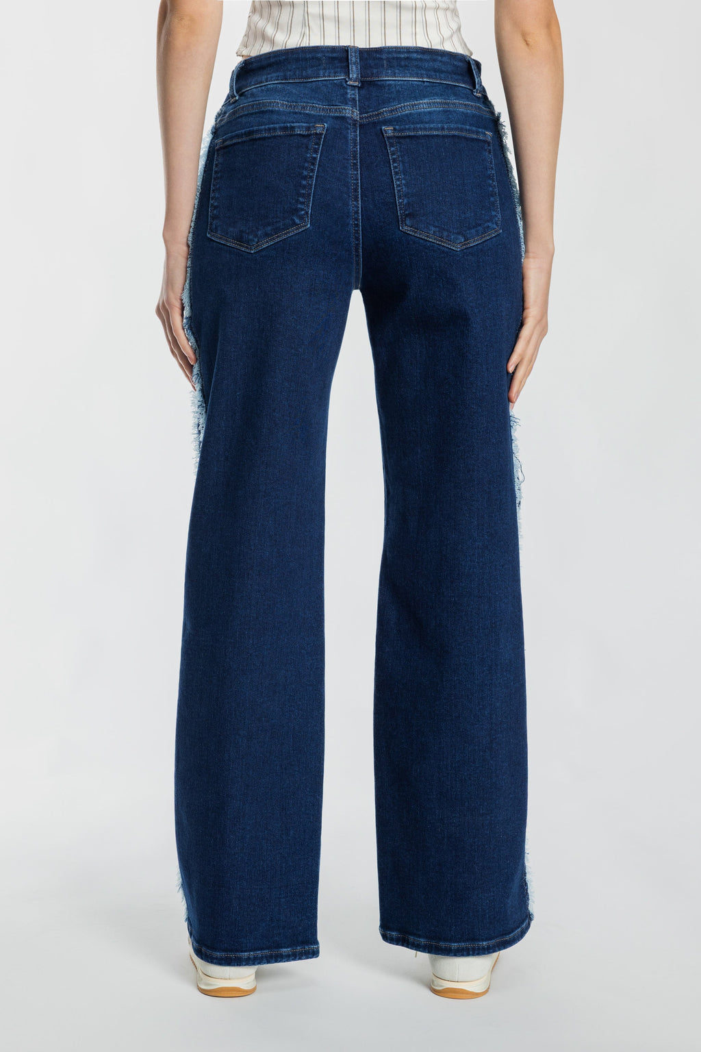 Mid Waist Relaxed Wide Leg Jeans with Side Checker Detail — additional view 6
