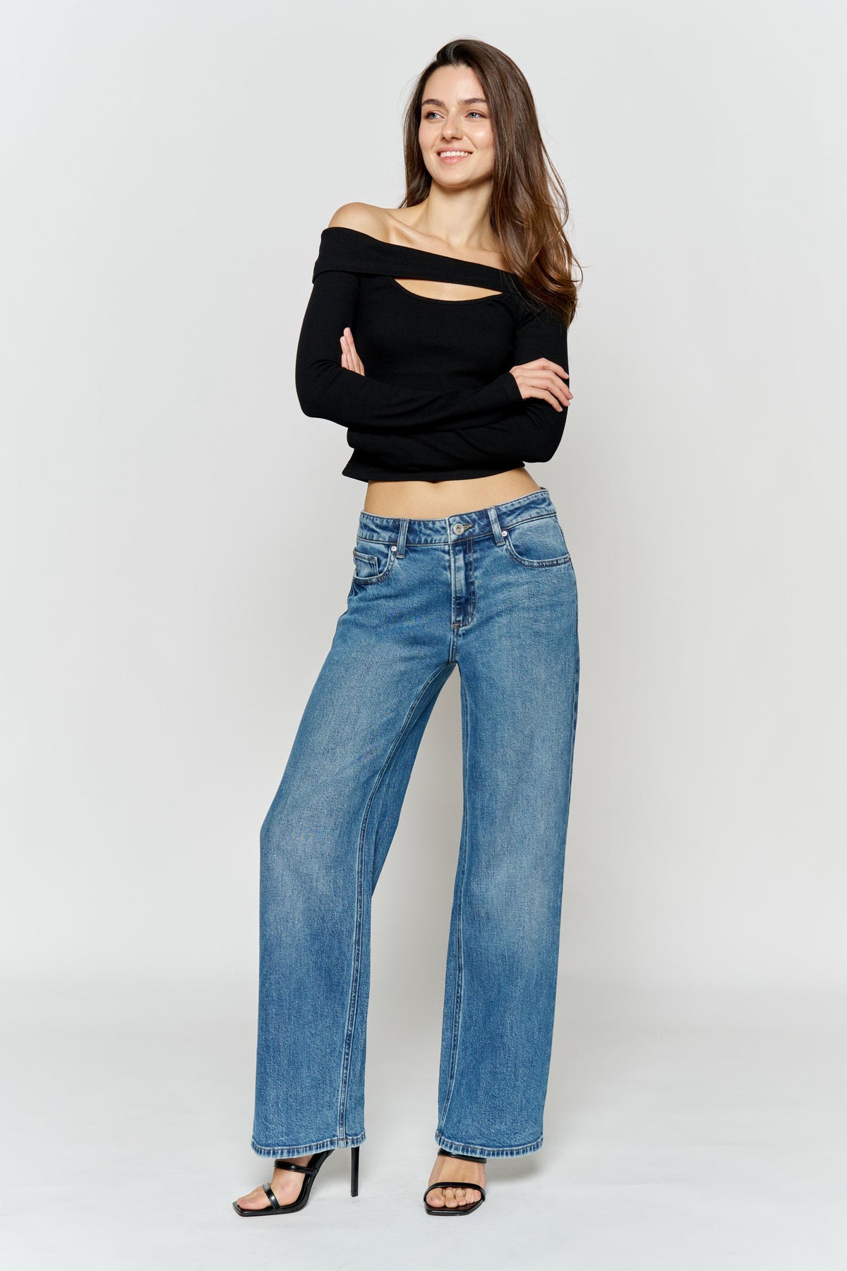 Mid Waist Relaxed Wide Leg Jeans — additional view 10
